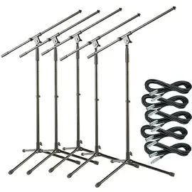 Musician's Gear Tripod Mic Stand with 20 Foot Mic Cable 5-Pack