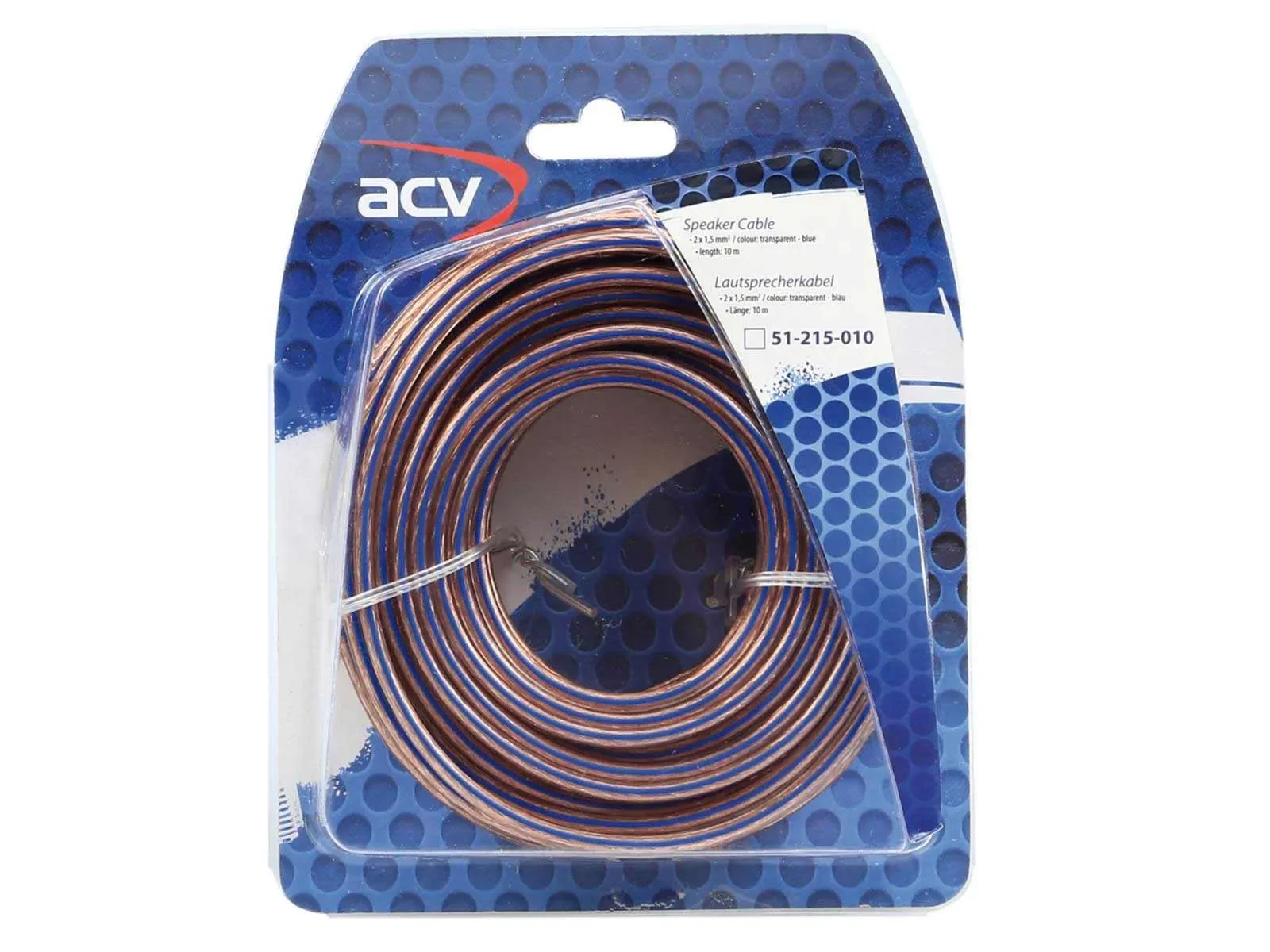 ACV Lautsprecherkabel 2x1,50mm² transparent blau 10m 51-215-010