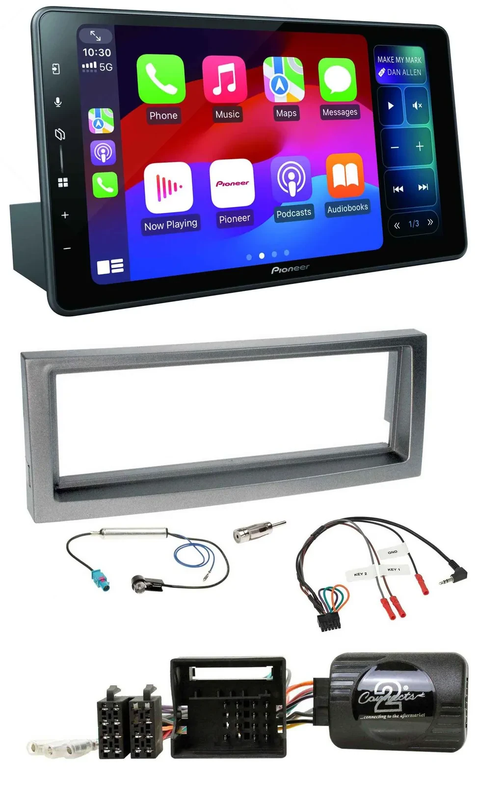 Pioneer Bluetooth DAB Lenkrad USB Autoradio für Citroen C5 ab 2005 grau-metallic