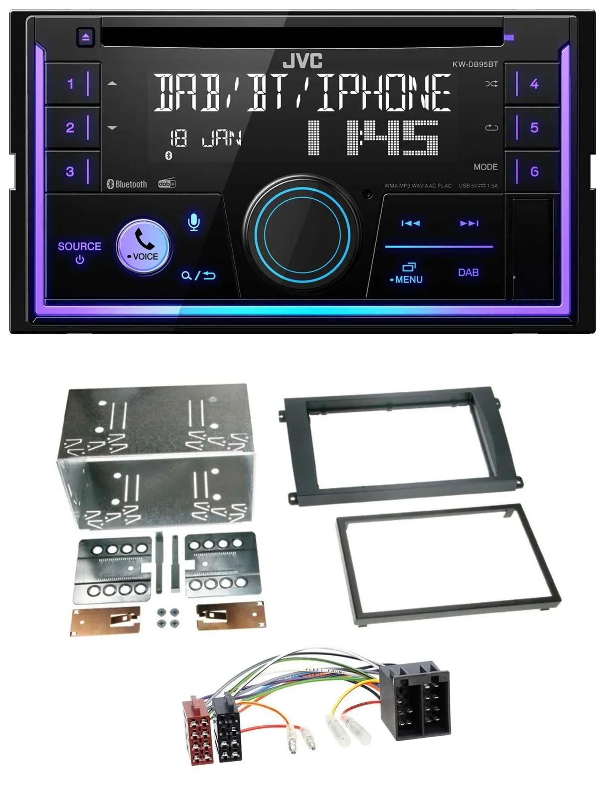 Автомагнитола для Porsche Cayenne 2002–2007 JVC 2-DIN DAB Bluetooth CD MP3 USB