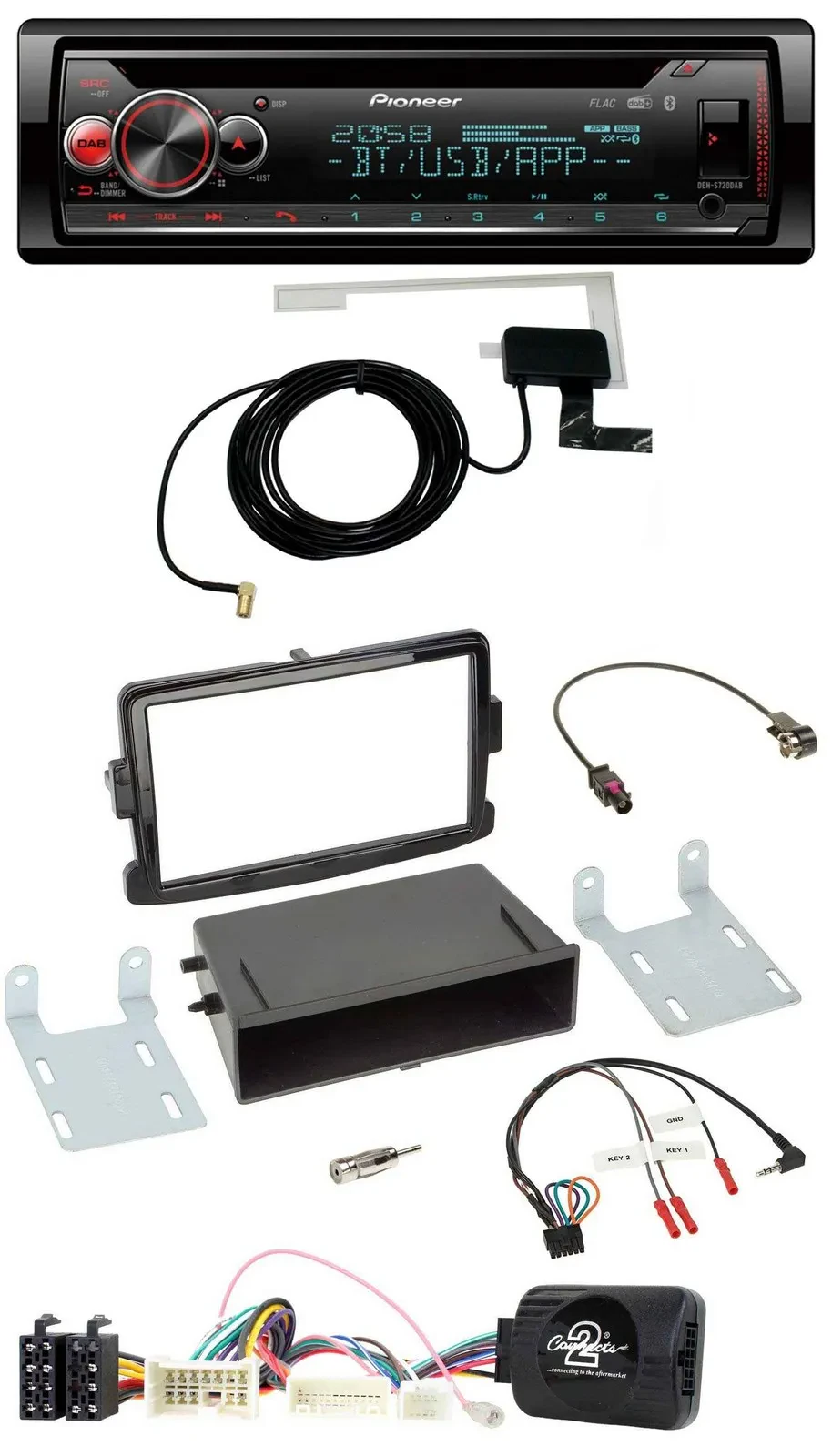 Автомагнитола для Dacia Dokker, Lodgy, Sandero Pioneer DAB, CD, USB, Bluetooth, поддержка управления на руле