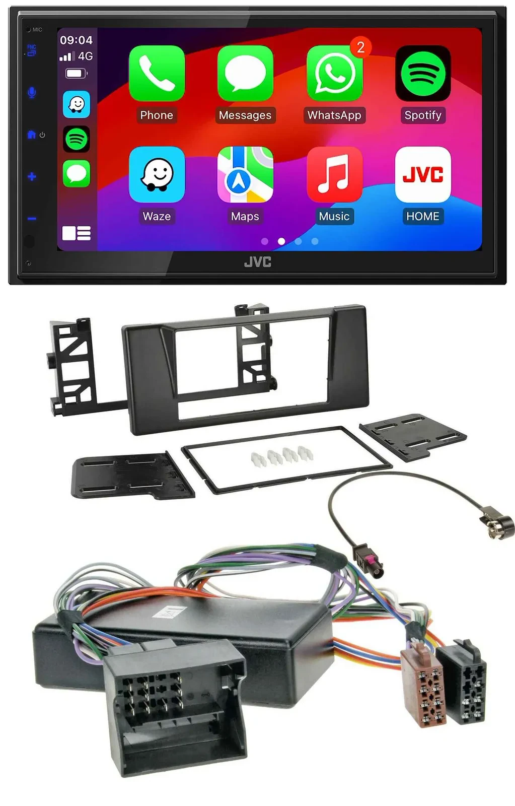 Автомагнитола JVC 2DIN Bluetooth USB MP3 DAB для BMW 5 Series E39 и X5 E53 (для активной аудиосистемы)
