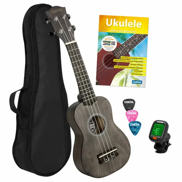 CASCHA HH 3969 Multili. Sopran Ukulele Set schwarz