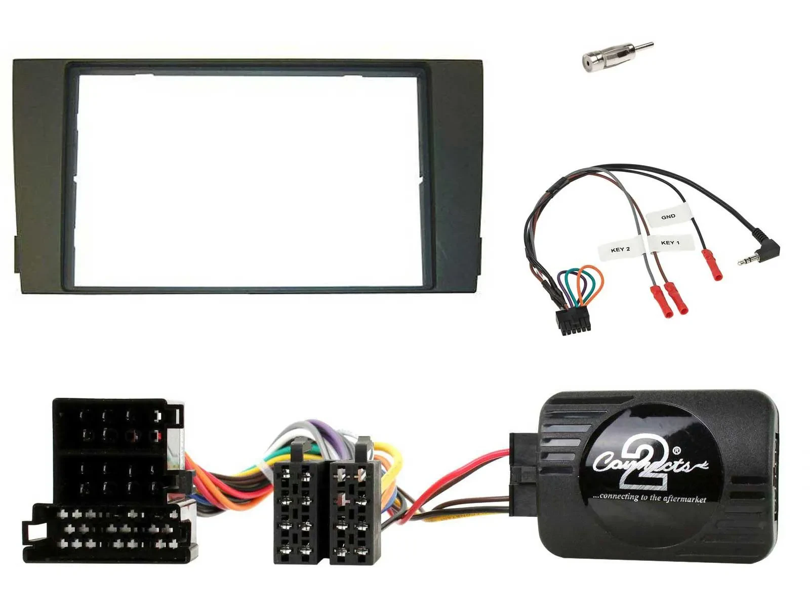 Установочный комплект для автомагнитолы Caraudio24 для Audi A6 (2001–2005), Double-DIN, чёрный, с адаптером кнопок на руле