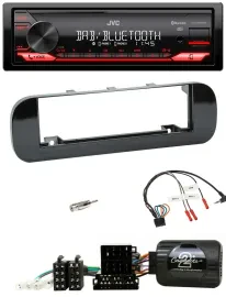 JVC Bluetooth USB DAB Lenkrad Autoradio für Fiat Panda 12-20 schwarz glänzend