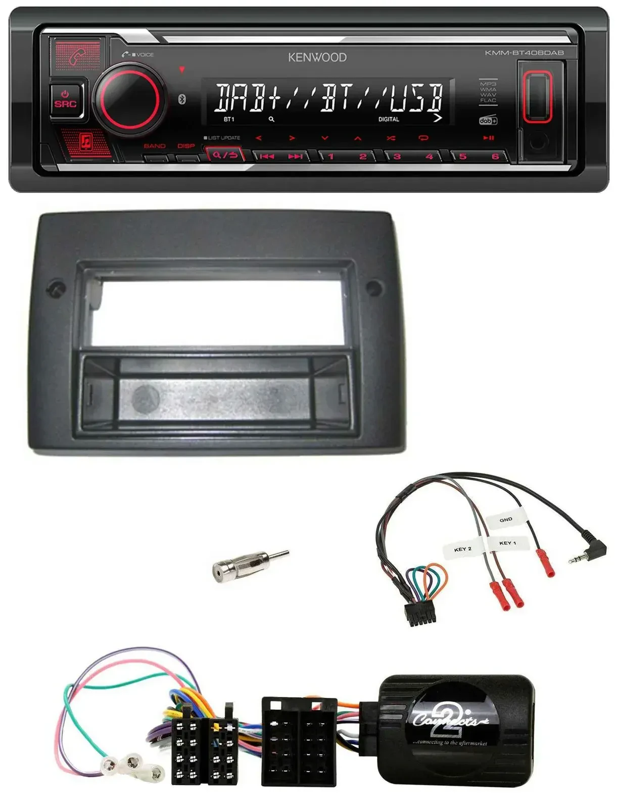 Автомагнитола Kenwood Bluetooth USB DAB для Fiat Stilo 2001–2007