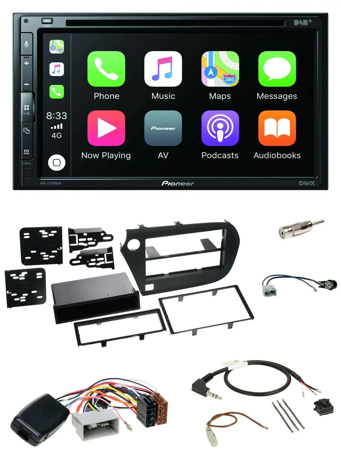 Pioneer DVD 2DIN Lenkrad DAB Bluetooth USB Autoradio für Honda Insight ZE2 2009-