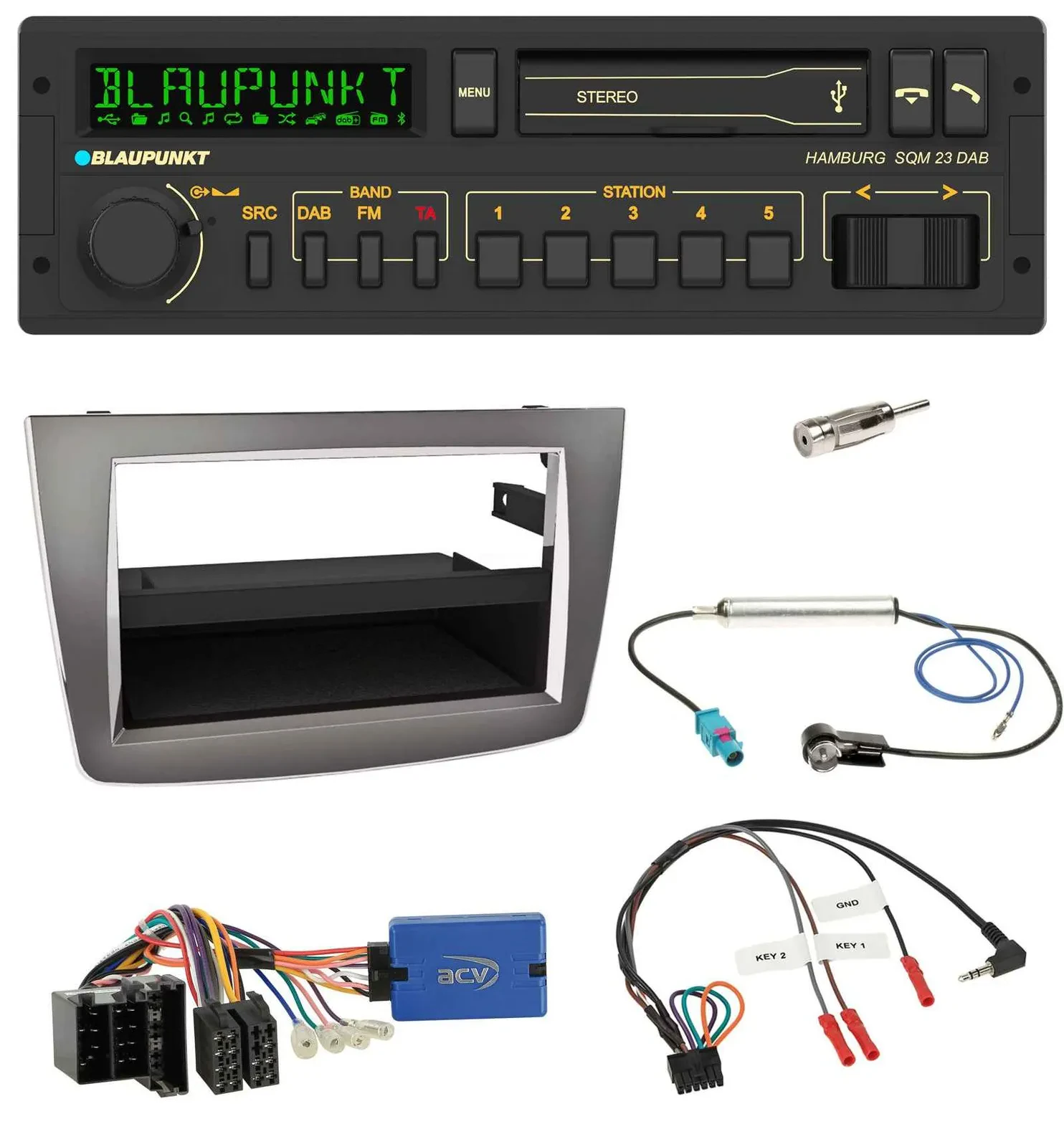 Blaupunkt USB DAB Bluetooth Lenkrad Autoradio für Alfa Romeo Mito 955 13-18 ISO