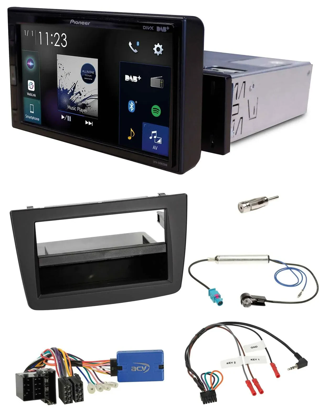 Pioneer DAB Lenkrad Bluetooth USB Autoradio für Alfa Romeo Mito 13-18 955 ISO sc