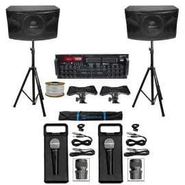 Rockville Karaoke Machine System w/(2) 12" Speakers+Bluetooth Pro Mixer Amp+Mics