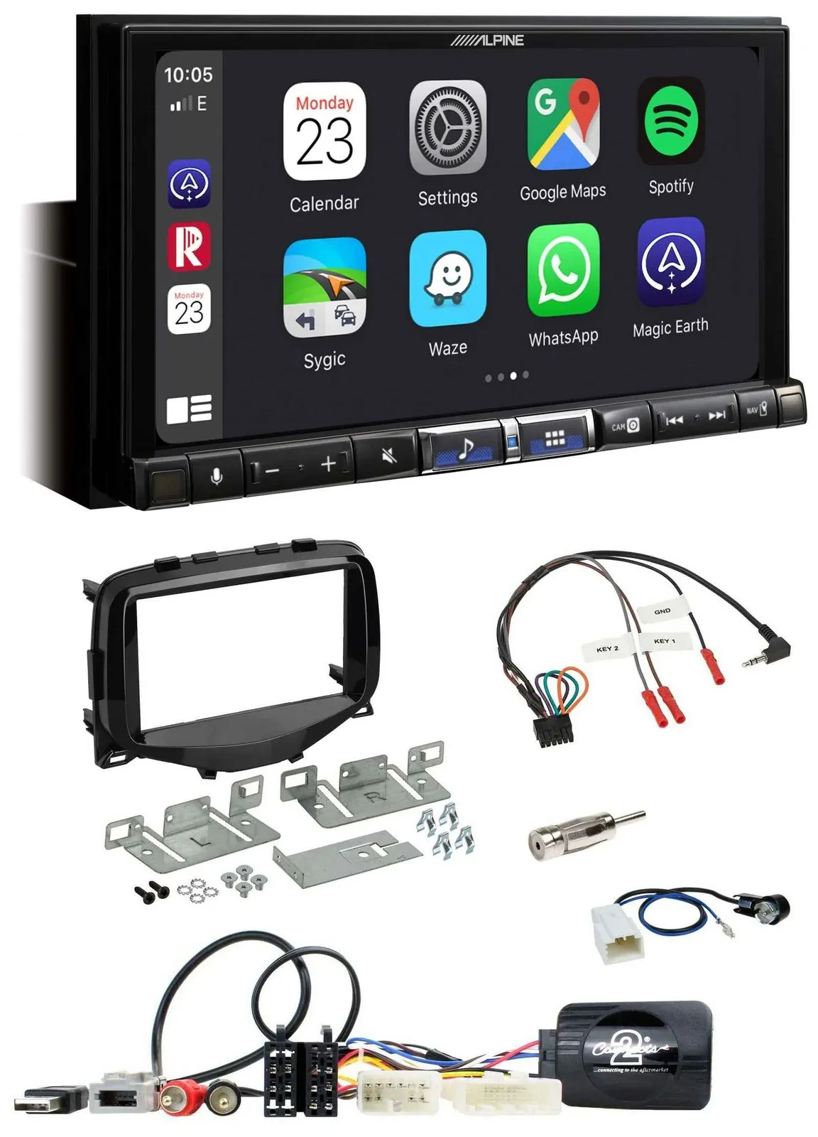 Alpine 2DIN DAB USB Lenkrad Bluetooth Autoradio für Toyota Aygo 2014-2021