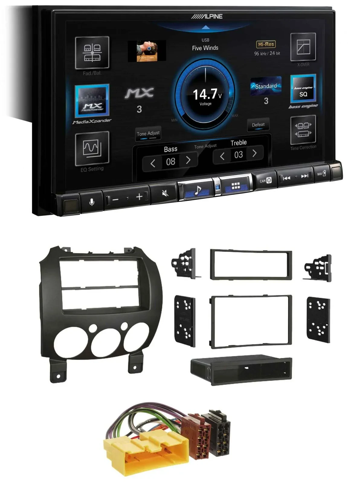 Alpine DAB 2DIN USB Bluetooth MP3 Autoradio für Mazda 2 (ab 2007)