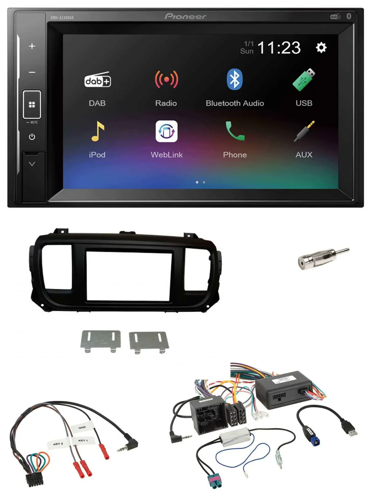 Pioneer DAB Lenkrad 2DIN Bluetooth USB Autoradio für Citroen Jumpy Spacetourer P