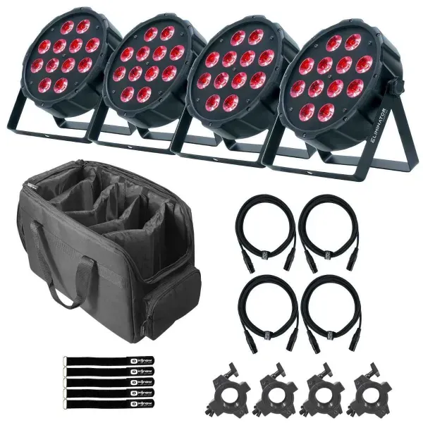 Светодиодный прибор Eliminator Lighting LP 12 HEX Black с аксессуарами (4 штуки)