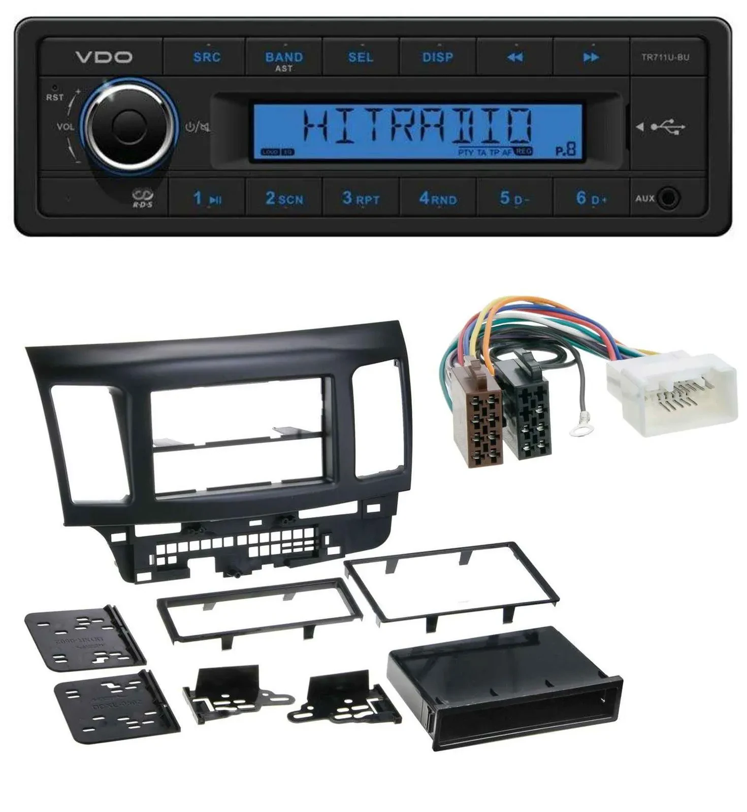 Автомагнитола для Mitsubishi Lancer Evo (с 2008) VDO 1 DIN, MP3, USB, AUX