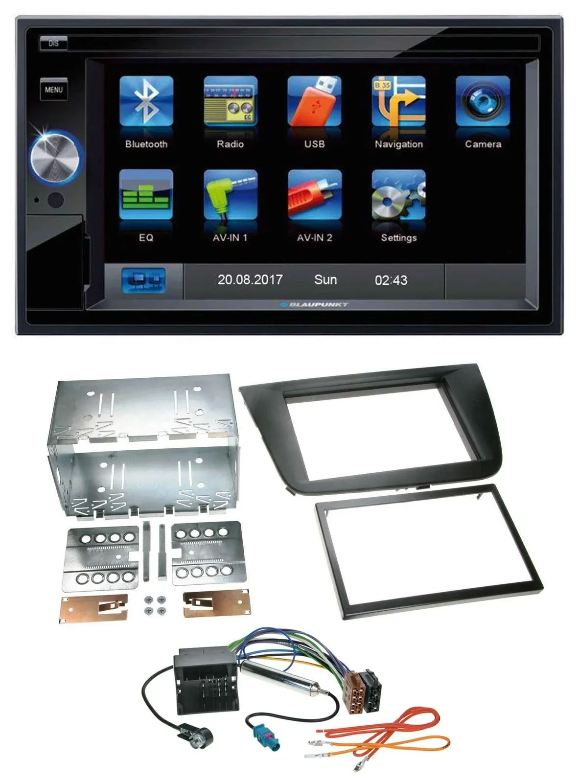 Автомагнитола для Seat Leon (2005–2009) Blaupunkt 2 DIN, Bluetooth, SD, MP3, USB, AUX, черный