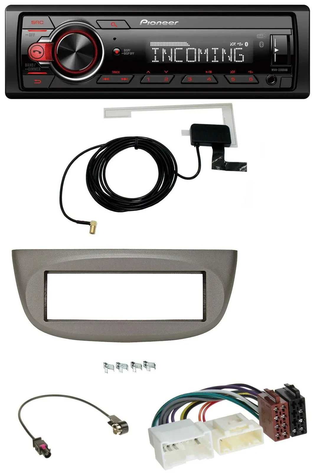 Pioneer MP3 AUX CD DAB USB Autoradio für Renault Twingo ab 2012 beige-grau