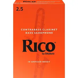 Трость для контрабас-кларнета Rico Contra-Alto/Contrabass Clarinet Reeds Box of 10 Strength 2.5