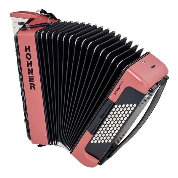 Hohner Bravo MyColor III 72 Chromatic Piano Key Accordion Fire - Venetian Red