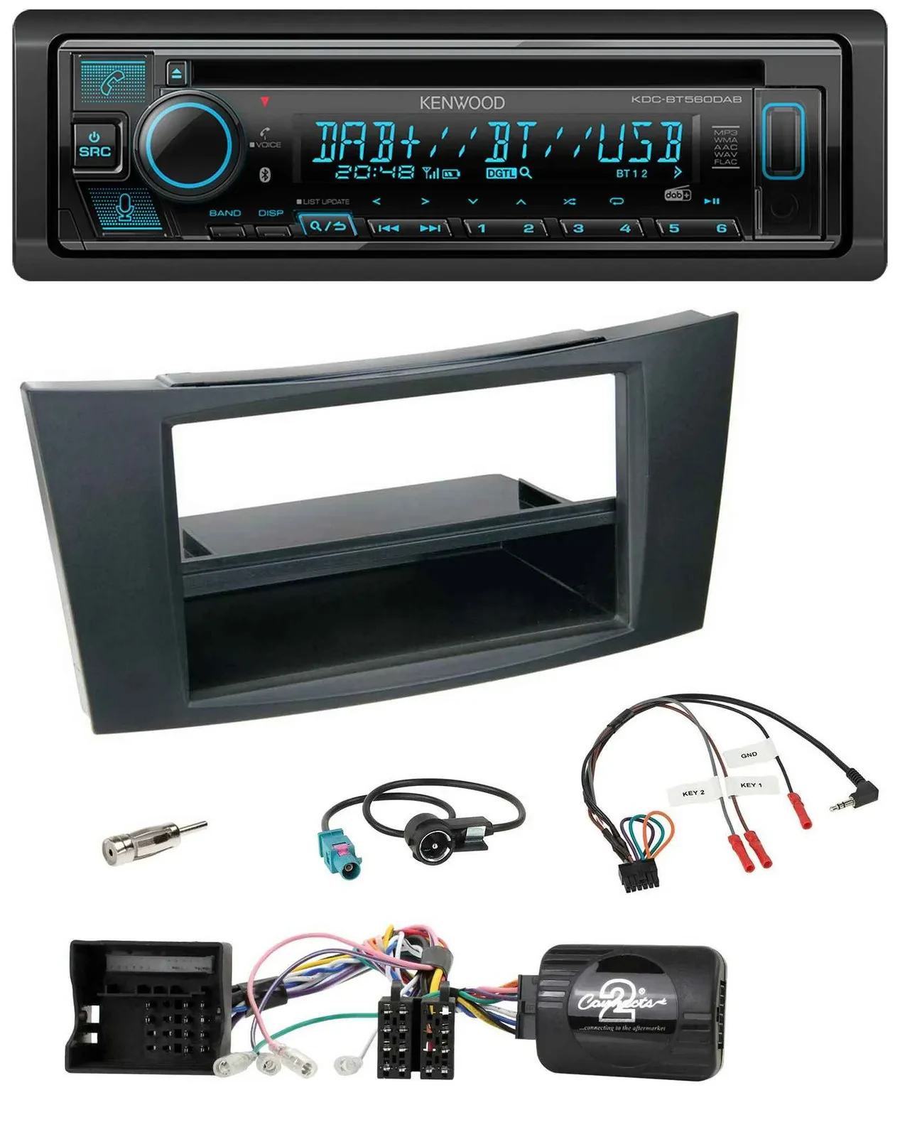 Kenwood Bluetooth DAB CD Lenkrad USB Autoradio für Mercedes E-Klasse 2002-2008 W