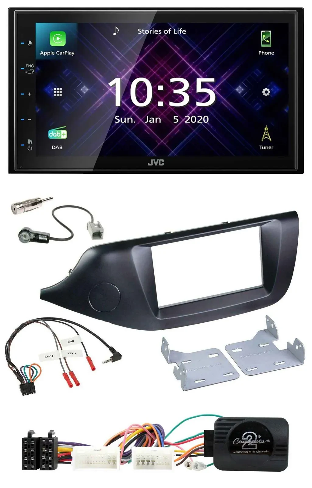 JVC DAB 2DIN Lenkrad Bluetooth USB Autoradio für Kia Ceed ab 2012 schwarz ohne S