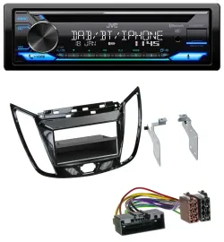 Автомагнитола JVC Bluetooth, USB, DAB, CD для Ford C-Max/Kuga, черный глянец