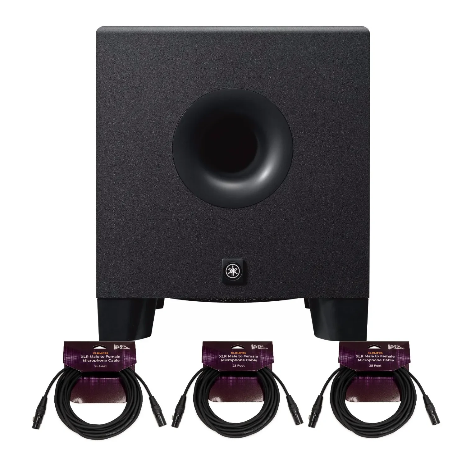 Yamaha HS8S 150 Watt Professional Powered Subwoofer Black with XLR Cables Bundle