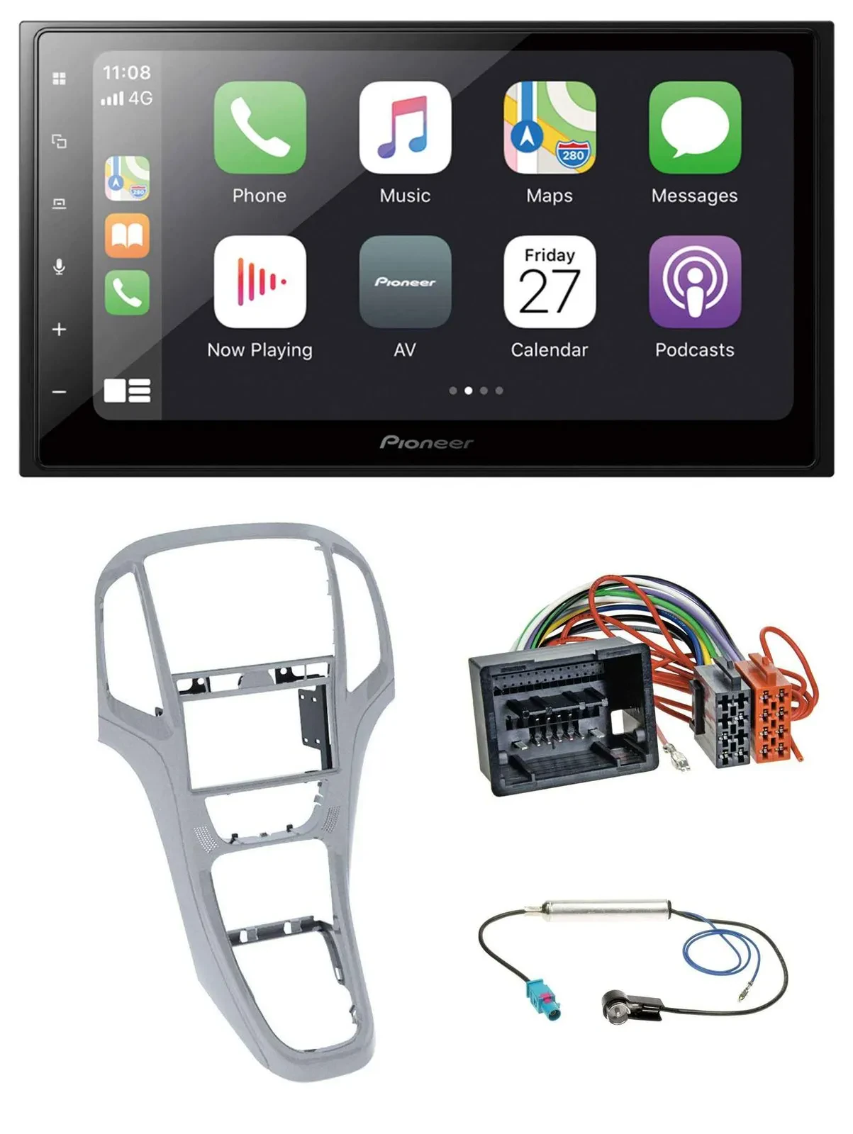 Автомагнитола для Opel Astra J Pioneer 2DIN MP3 Bluetooth DAB USB платиновый серебристый