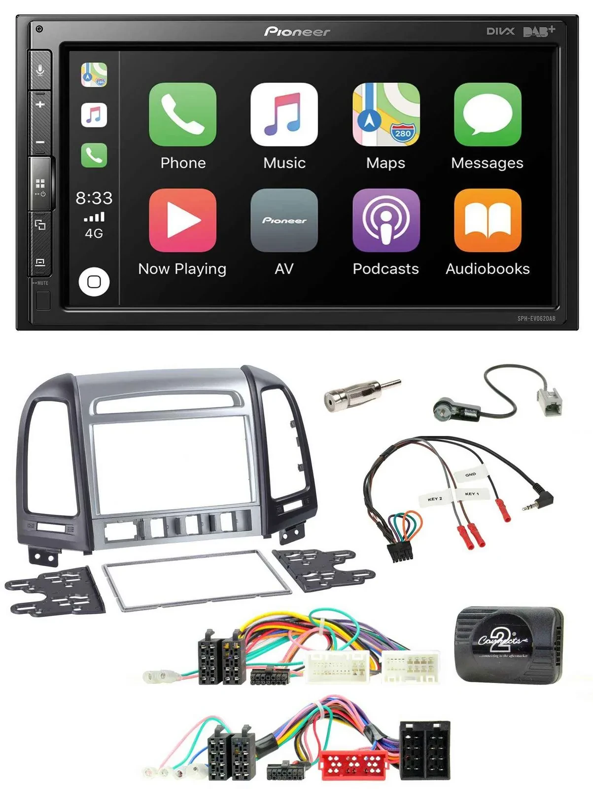 Pioneer USB Lenkrad DAB 2DIN Bluetooth Autoradio für Hyundai SantaFe 2010-2012 4