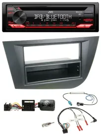 Автомагнитола JVC CD, DAB, USB, Bluetooth для Seat Leon (2005–2010) черная, совместима с кнопками на руле