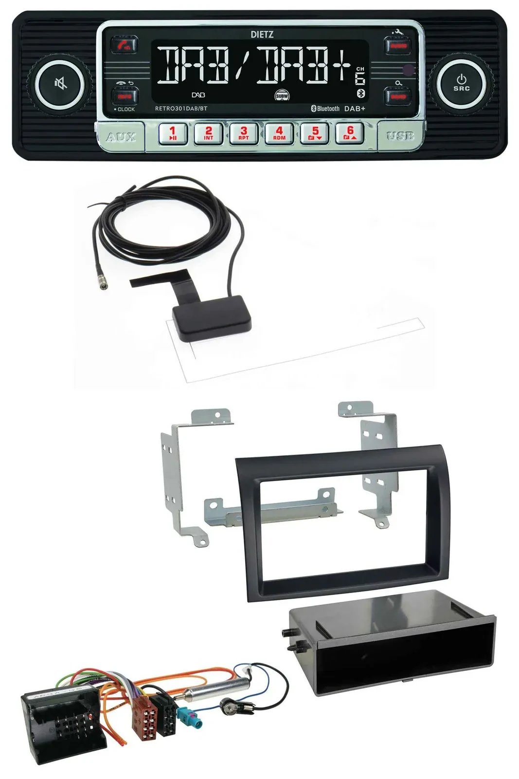 Автомагнитола Dietz DAB Bluetooth USB MP3 для Citroen Jumper (2006–2011) Quadlock черный