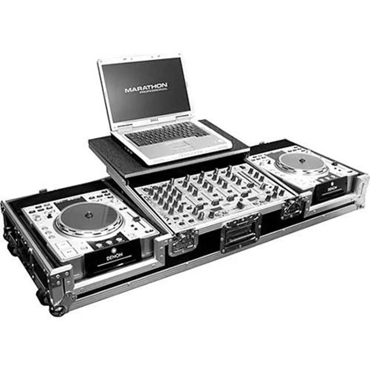 Marathon MA-DJCD19WLT Flight Road Case with Laptop Shelf and Low Profile Wheels,