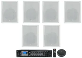 (6) JBL CONTROL 128 WT 8" 50w Commercial 70v In-Wall Speakers+Amp+Wifi Receiver