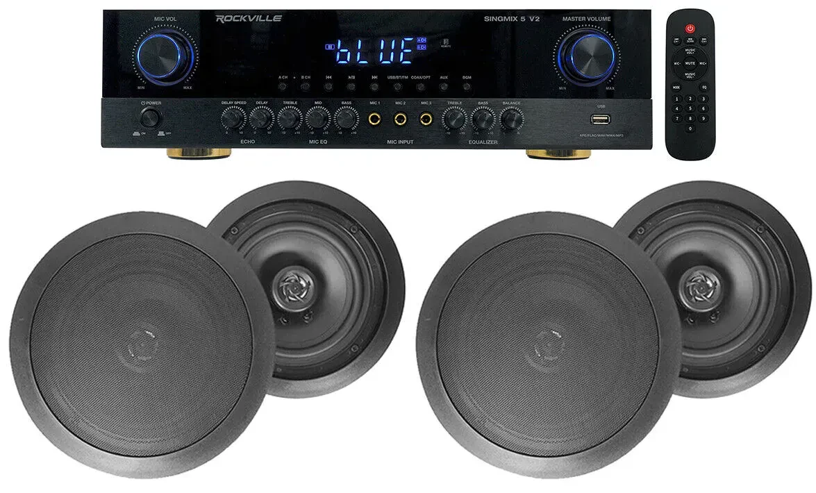 Потолочная акустика Rockville SINGMIX 5+(2) HC85 Comm Black с усилителем (4 штуки)