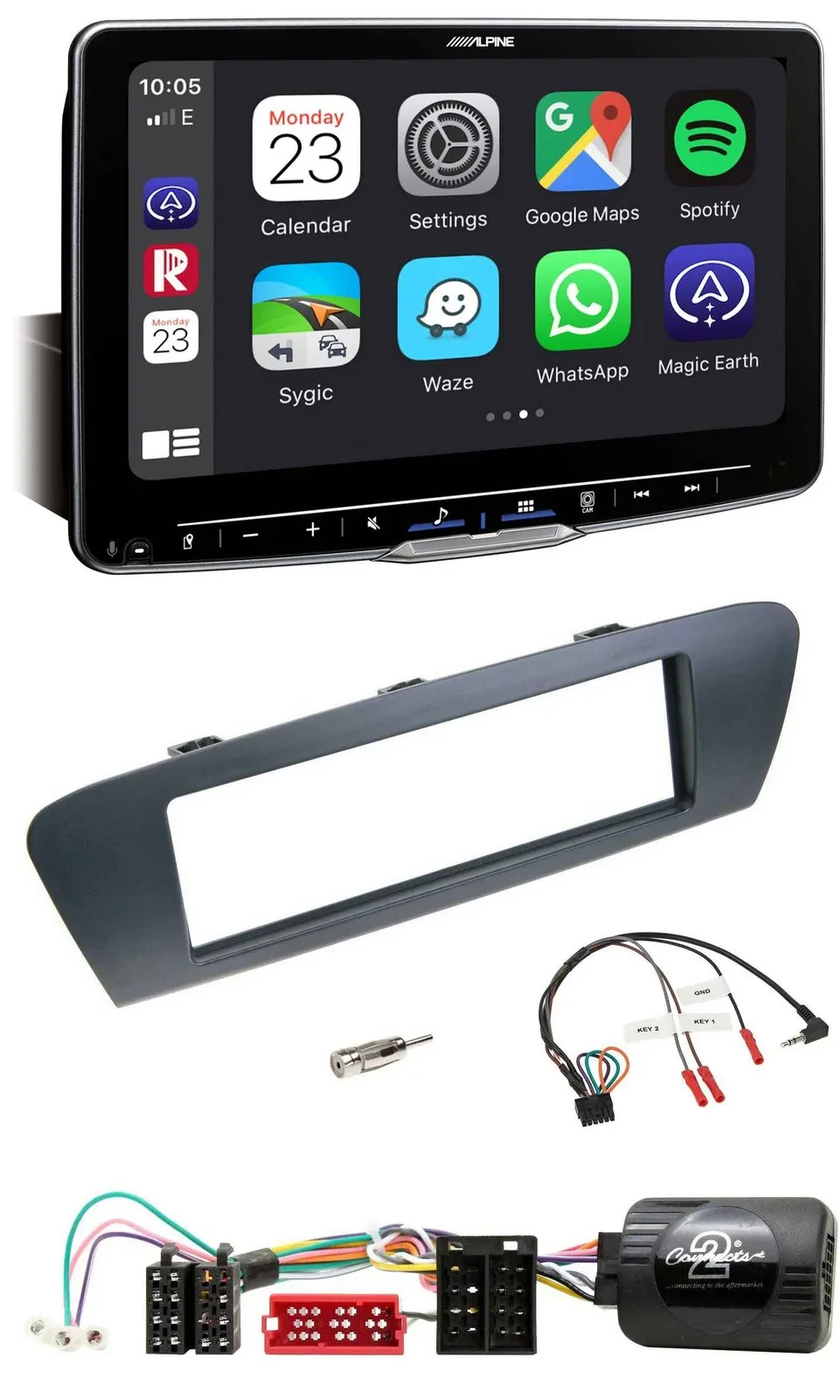 Автомагнитола для Renault Grand Scenic Alpine Bluetooth, USB, DAB, поддержка управления на руле, разъем ISO (с 2009)