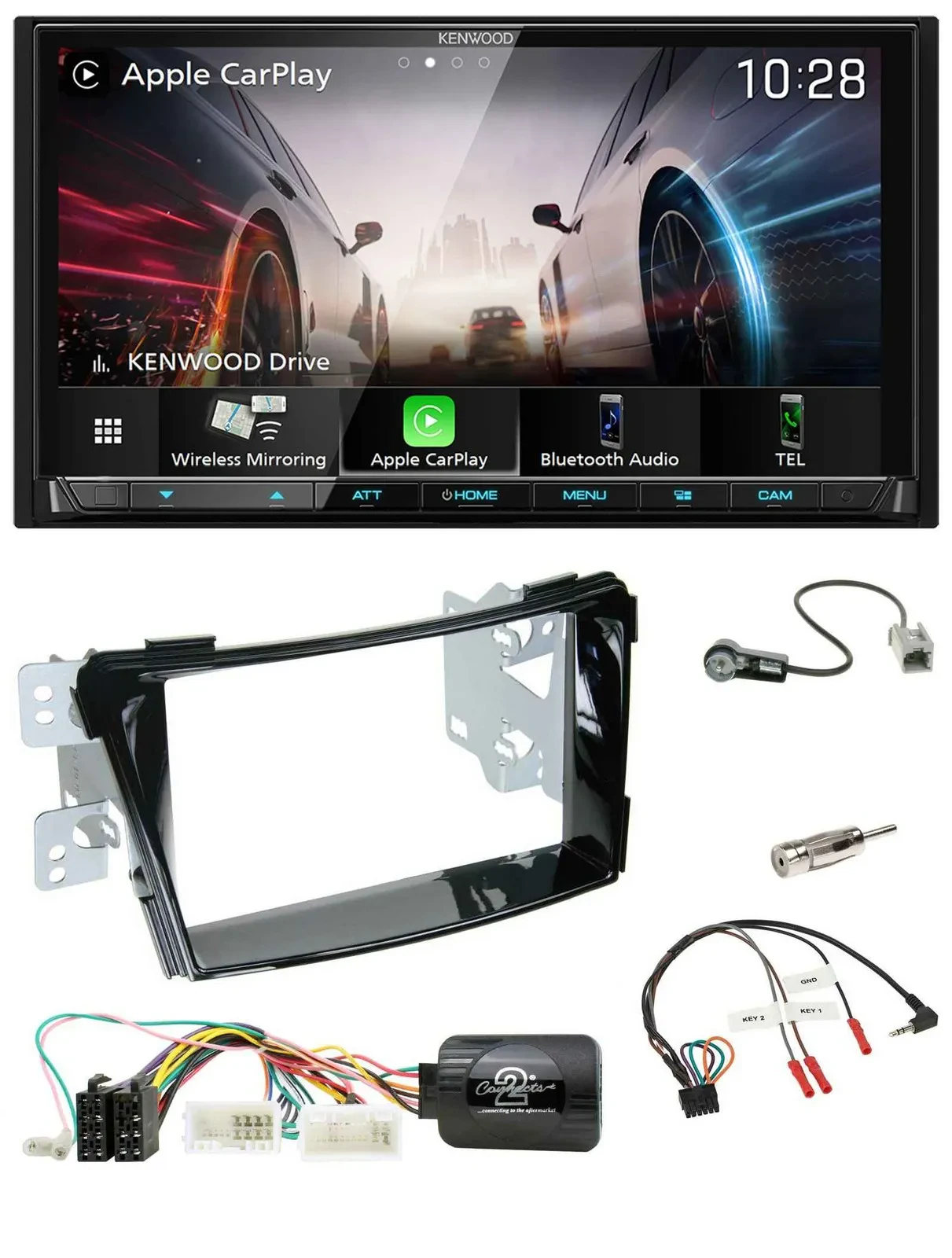 Kenwood Lenkrad 2DIN USB DAB Bluetooth Autoradio für Hyundai i40 ab 2011 VF Klav