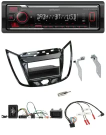 Автомагнитола Kenwood для Ford C-Max/Kuga Bluetooth USB DAB черный (piano black) с поддержкой кнопок на руле