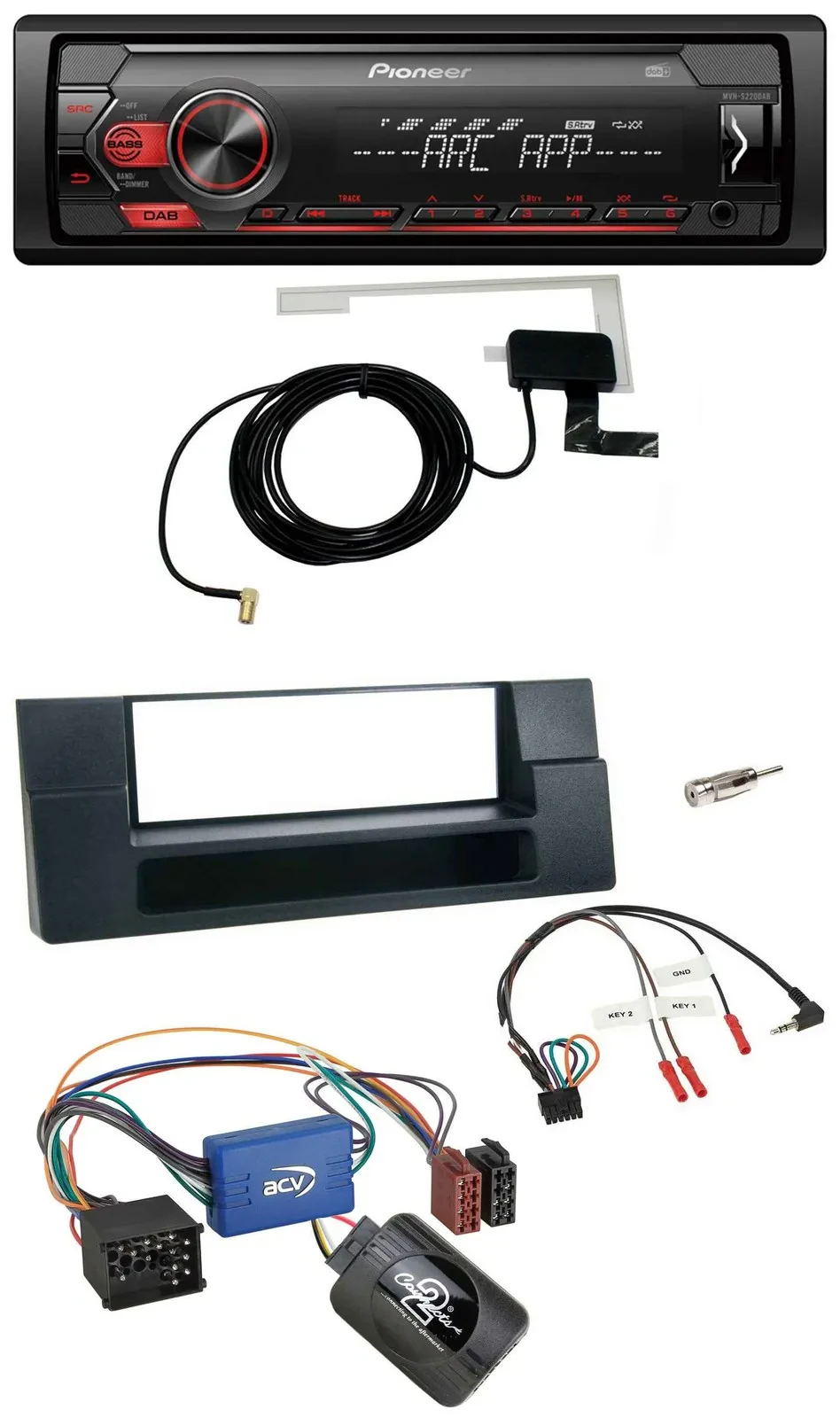 Pioneer 1DIN USB DAB MP3 Lenkrad Autoradio für BMW 5er E39 96-04 Aktivsystem Abl