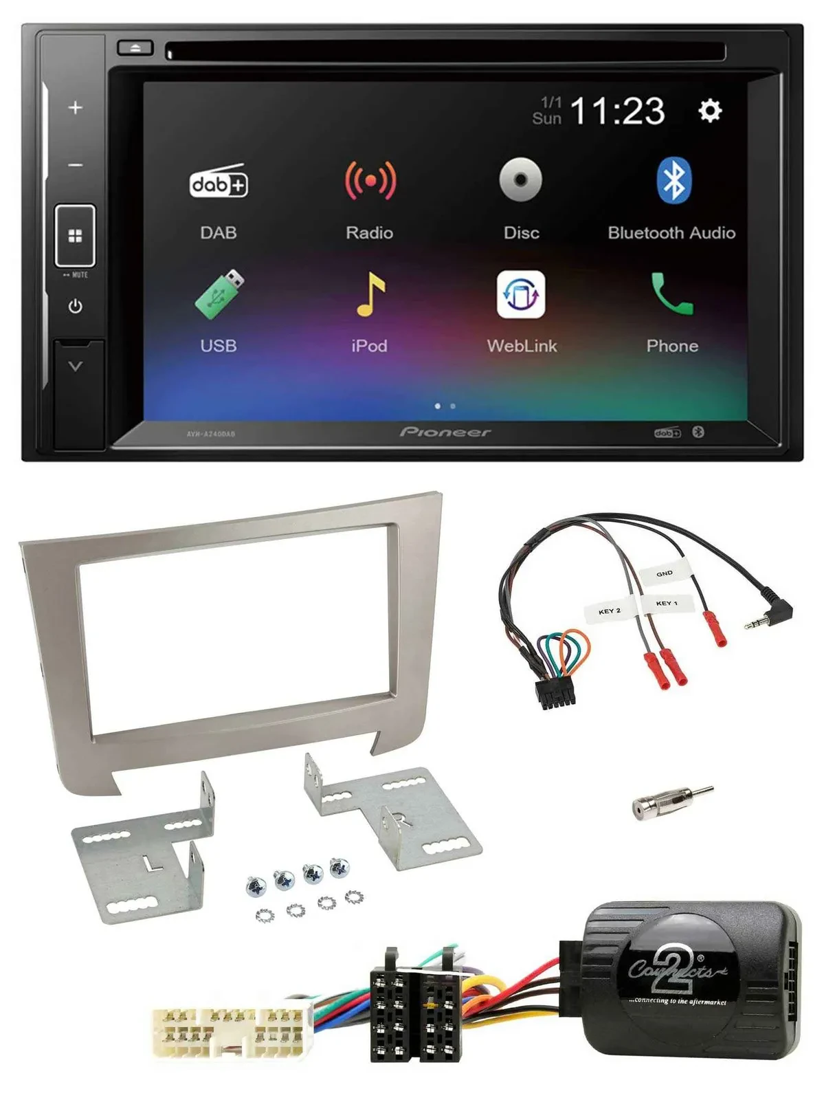 Pioneer Bluetooth Lenkrad USB 2DIN DAB DVD Autoradio für SSangYong Rexton Telefo