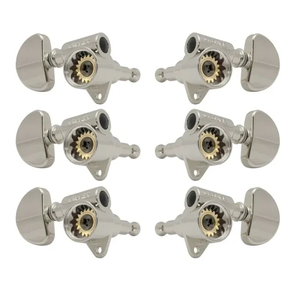 GROVER 102SVN Skeleton View Rotomatics - Guitar Machine Heads, 3 + 3 - Nickel
