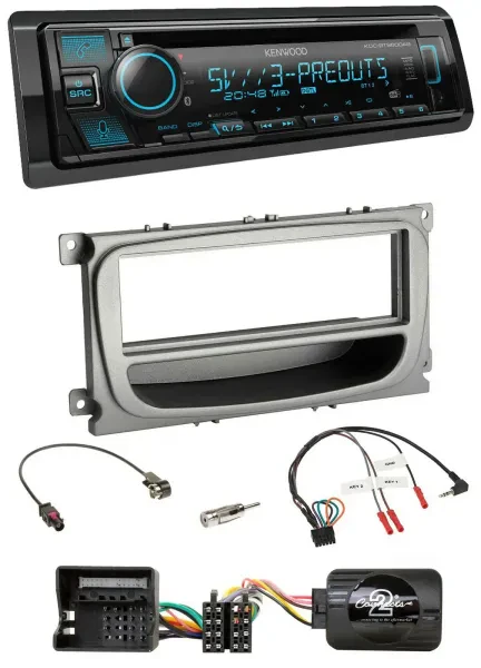 Kenwood Bluetooth USB CD Lenkrad DAB Autoradio für Ford Mondeo S-Max ab 2007 sil