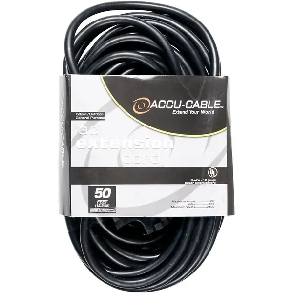 American DJ EC123-3FER 12 Gauge 3-Way IEC Power Extension Cord 50 ft.