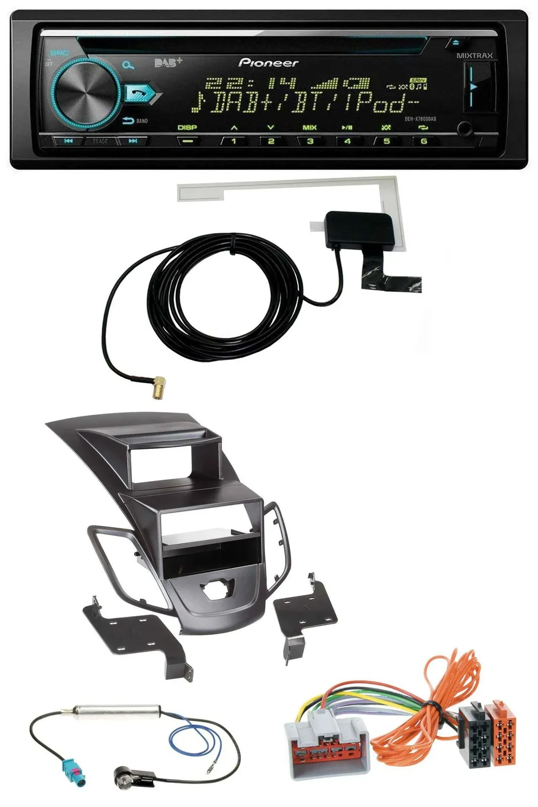 Pioneer MP3 AUX CD USB DAB Autoradio für Ford Fiesta 08-10 Display schwarz