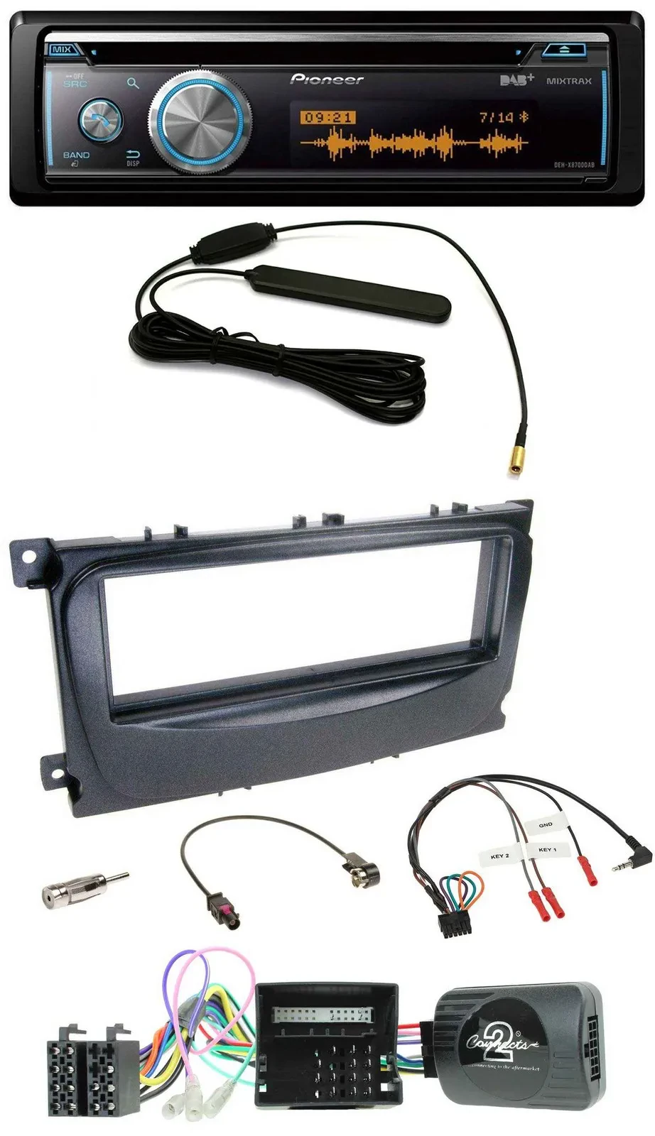 Pioneer CD USB Bluetooth DAB Lenkrad Autoradio für Ford Mondeo S-Max 2007-14 Can