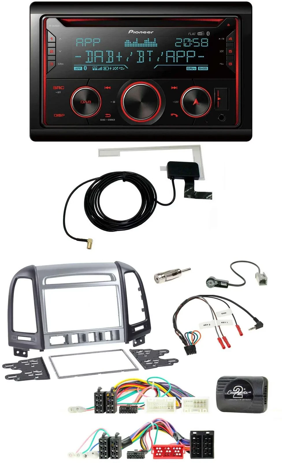 Автомагнитола Pioneer 2 DIN, DAB, USB, CD, Bluetooth для Hyundai Santa Fe