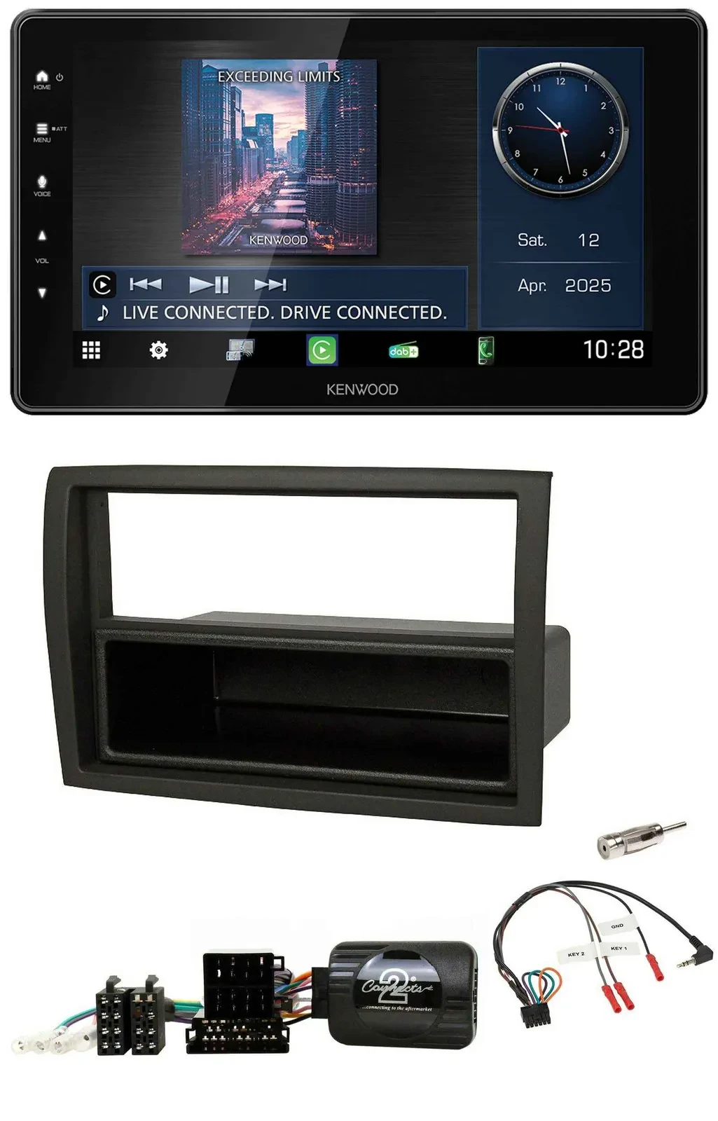 Kenwood Lenkrad Bluetooth USB DAB Autoradio für Fiat Ducato 2012-15 schwarz