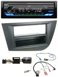 JVC Bluetooth DAB USB Lenkrad Autoradio für Seat Leon 2005-2010 schwarz