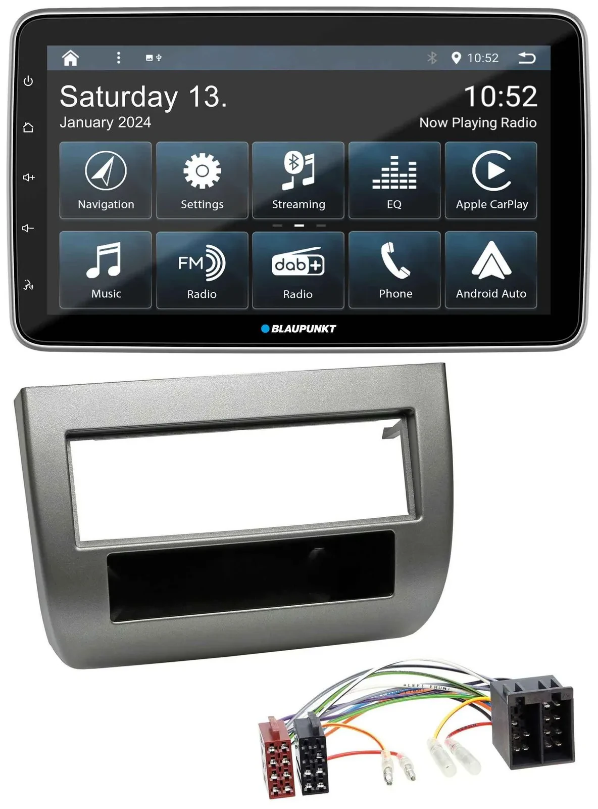 Автомагнитола для Lancia Y (2003–2011) Blaupunkt USB, SD, DAB, MP3, Bluetooth, темно-серый