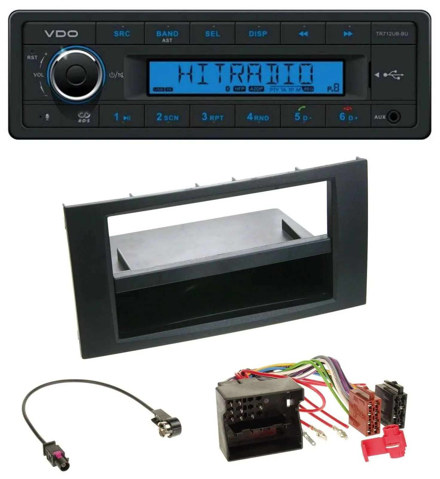Автомагнитола для Ford Focus/Fiesta 2004–2008 VDO Bluetooth USB AUX MP3 черная