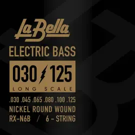 Струны для 6-струнной бас-гитары La Bella RX-N6B RX Nickel Round Wound 30-125
